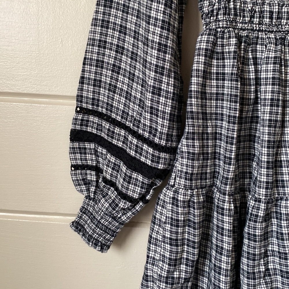AE Plaid Long-Sleeve Smocked Mini Dress Size SP - Picture 5 of 11